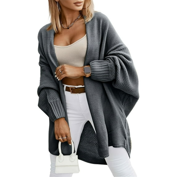 Open Front Batwing Sleeve Long Cardigan Loose Sweaters