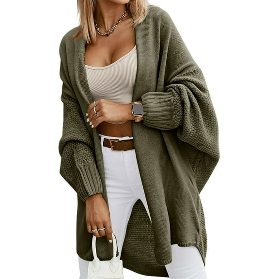Open Front Batwing Sleeve Long Cardigan Loose Sweaters