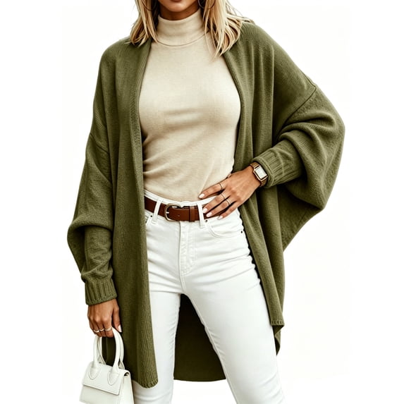 Open Front Batwing Sleeve Long Cardigan Loose Sweaters