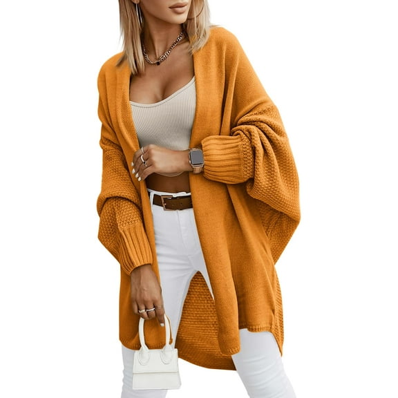 Open Front Batwing Sleeve Long Cardigan Loose Sweaters