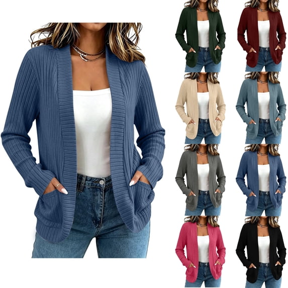 Open Front Cardigan Sweaters for Women Zaewscy Women's Fashion Casual Ladies Short Sleeve Hooded Casual Outwear Jackets Blue M