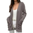 thumbnail image 1 of Open Front Cardigan for Women, Comdrip Women's Lightweight Cardigan Sweaters Open Front Long Sleeve Casual Loose Thin Cardigans with Pockets 2025 Light Weight Cardigan Women Coffee L, 1 of 4