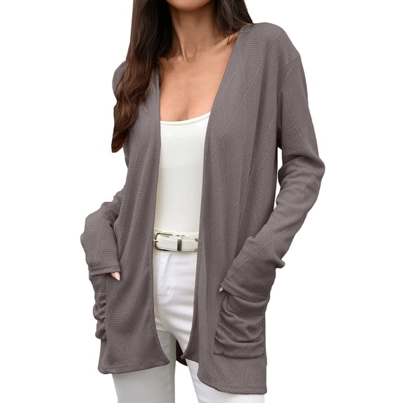 Open Front Cardigan for Women, Comdrip Women's Lightweight Cardigan Sweaters Open Front Long Sleeve Casual Loose Thin Cardigans with Pockets 2025 Light Weight Cardigan Women Coffee L