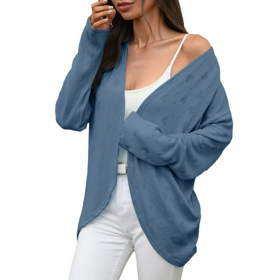 Open Front Cardigan for Women, Yigetop Women's Lightweight Cardigan Sweaters Open Front Long Sleeve Casual Loose Thin Cardigans with Pockets 2025 Light Weight Cardigan Women Navy L