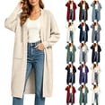 thumbnail image 1 of Open Front Cardigan for Women Solid color Warm Ribbed Knit Sweater with Side Pockets Perfect for Autumn & Winter, 1 of 6
