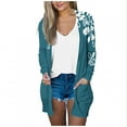 thumbnail image 1 of Open Front Cardigans for Women Fashion Lightweight Casual Outerwear Tops with 2 Pockets Colorblock Fall Jackets (XL, Army Green), 1 of 5