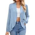 thumbnail image 1 of Open Front Cardigans for Women Lightweightt Draped Ruffle Trendy Shrugs Long Sleeve Spring Fall Outerwear (L, Sky Blue), 1 of 7