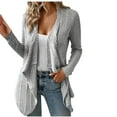 thumbnail image 1 of Open Front Knitted Cardigan For Women Long Sleeve Irregular Hem Knit Sweater Casual Loose Drape Outwear (M, Gray), 1 of 7