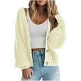 thumbnail image 1 of Open Front Long Sleeve Chunky Knit Cardigan Sweaters for Women Button Loose Short Cardigan Outerwear Coats, 1 of 4
