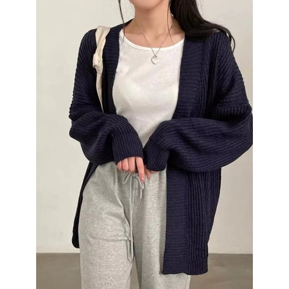 Open Front Oversized Knit Cardigan – Cozy Relaxed Fit Winter Layer for Women