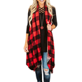 thumbnail image 1 of Open Front Plaid Print Women Long Cardigan, 1 of 2
