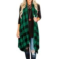 thumbnail image 1 of Open Front Plaid Print Women Long Cardigan, 1 of 2