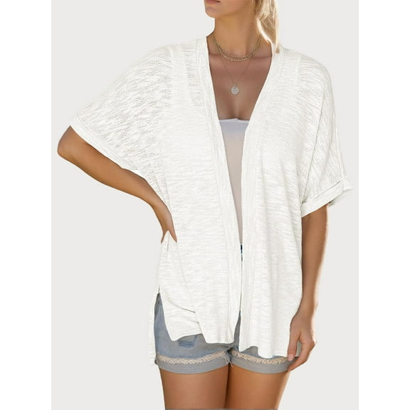 Open Front Short Sleeve Kimono Cardigan for Women – Comfy Cute Casual & Beach Layering for Summer