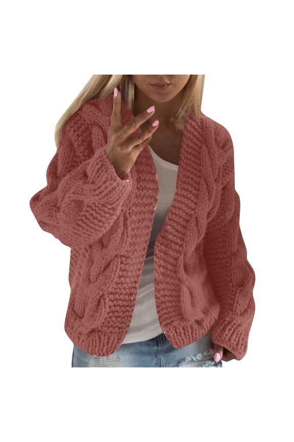 Open Front Sweater Cardigans for Women Loose Cable Knitted Jackets Long Sleeve Cozy Fall Winter Outerwear