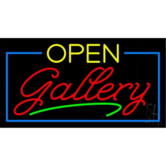 Open Gallery LED Neon Sign 20 x 37 - inches, Clear Edge Cut Acrylic Backing, with Dimmer - Bright and Premium built indoor LED Neon Sign for art gallery, and exhibition.
