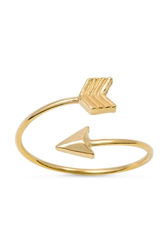 Open Gold-Tone Arrow Ring .925 Sterling Silver Band Jewelry Female Male Unisex Size 7