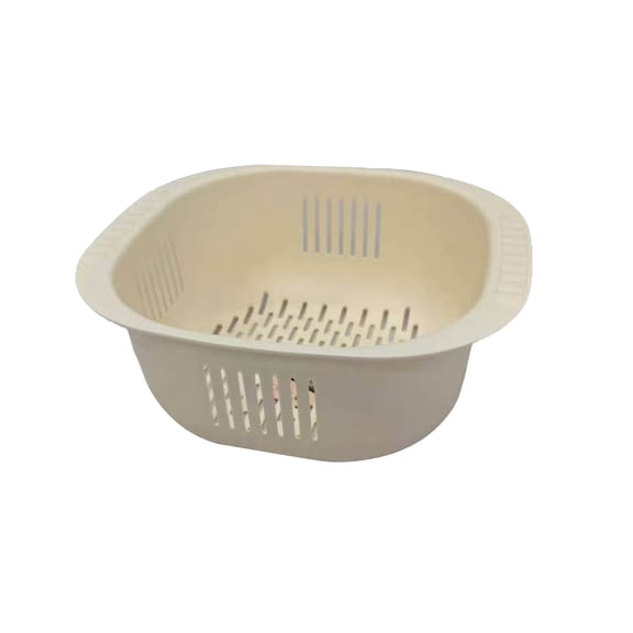 Open Grid Square Strainer Bowl Plastic Kitchen Sieve with Bottom Drain for Cleaning Greens Fruit or Use as Serving Dish at Gatherings, Housewarming Present