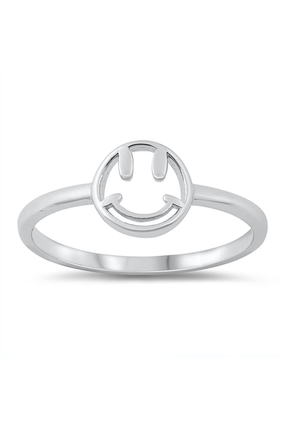 Open Happy Face Ring .925 Sterling Silver Band Jewelry Female Male Unisex Size 8