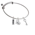 thumbnail image 1 of Open Heart Key Mom Heart Expandable Bangle Bracelet, 1 of 1