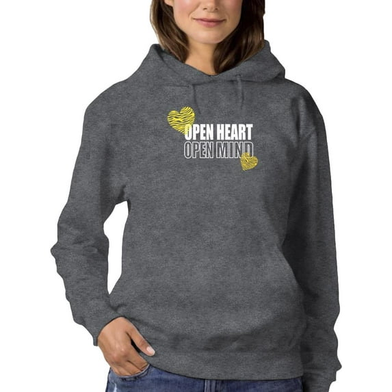 Open Heart Mind Zebra Heart Hoodie Women -Image by Shutterstock, Female Large