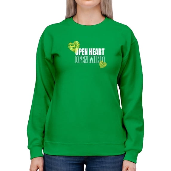 Open Heart Mind Zebra Heart Sweatshirt Women -Image by Shutterstock, Female Medium