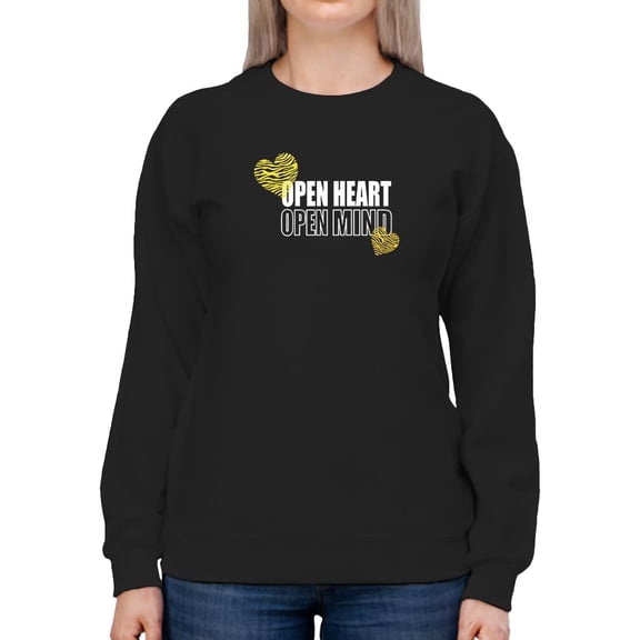 Open Heart Mind Zebra Heart Sweatshirt Women -Image by Shutterstock, Female XX-Large