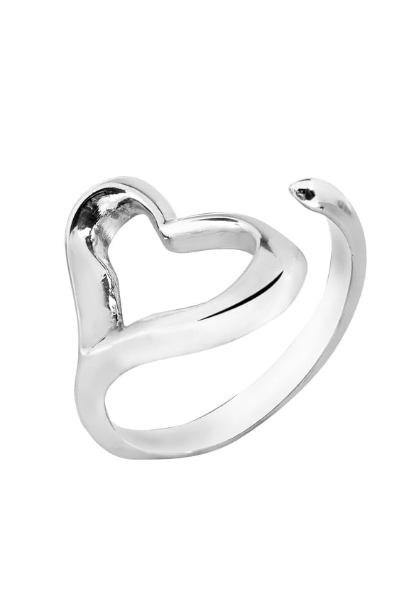 Open Heart Sterling Silver Adjustable Wrap Ring-8