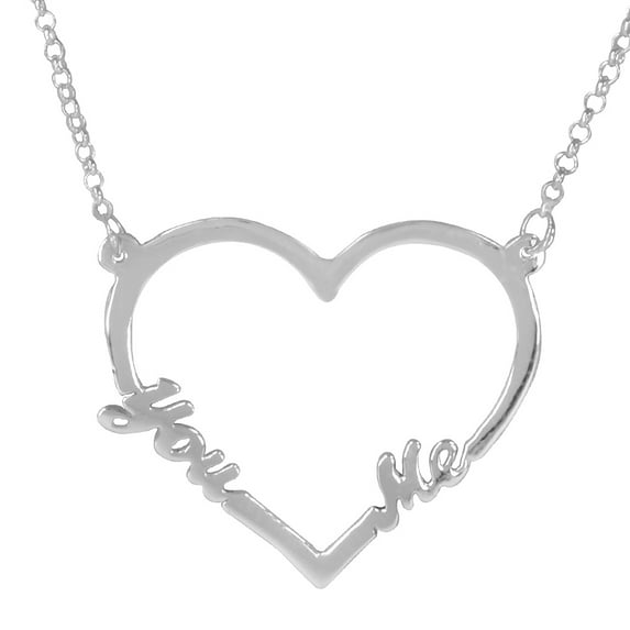 Open Heart "You Love Me" Necklace in Sterling Silver