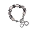 thumbnail image 1 of Open Heart with Beaded Border - 2 Sided Black Pebble Bead Charm Bracelet, 1 of 1