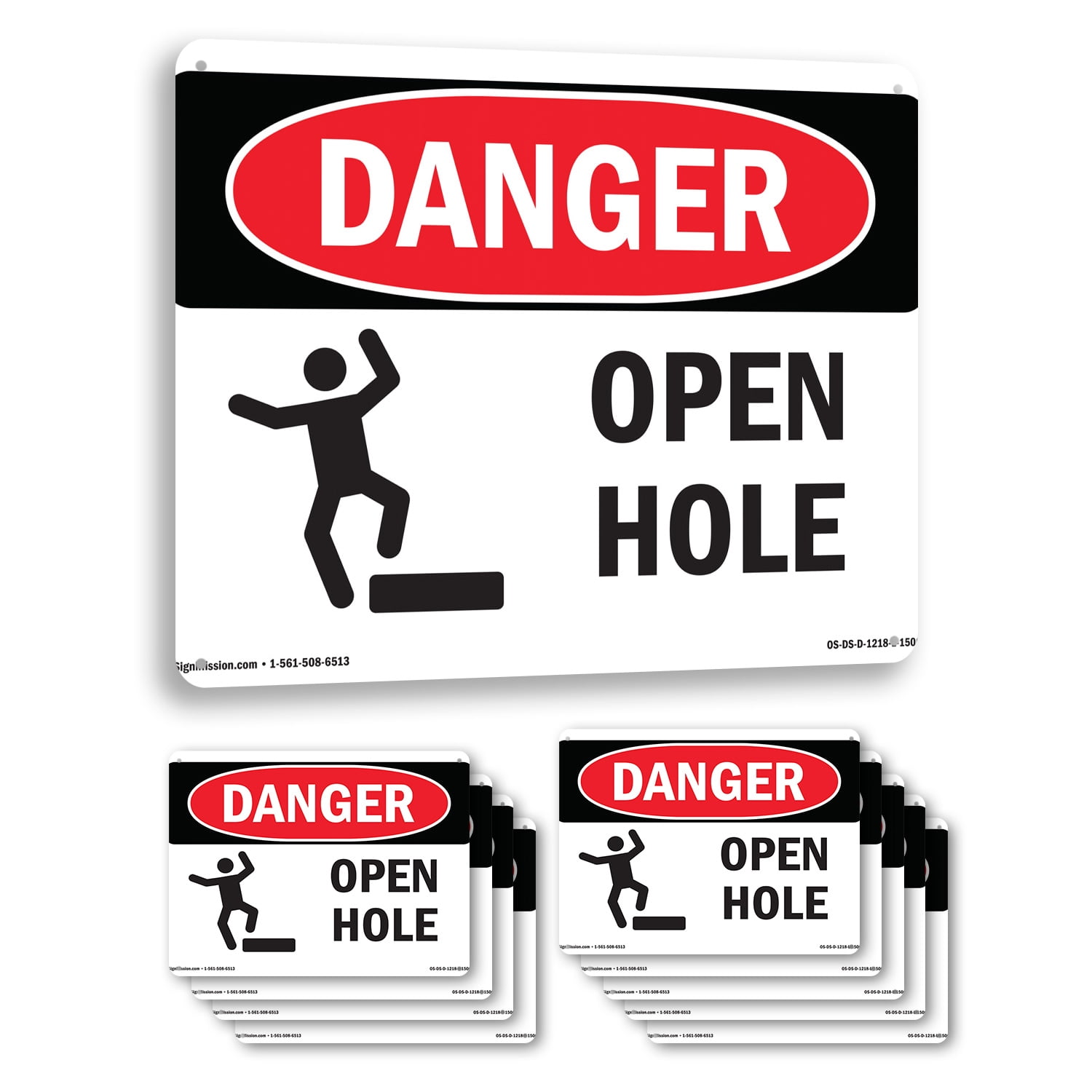 Open Hole OSHA Danger Aluminum Sign 10 Inch x 7 Inch - 10 Pack ...