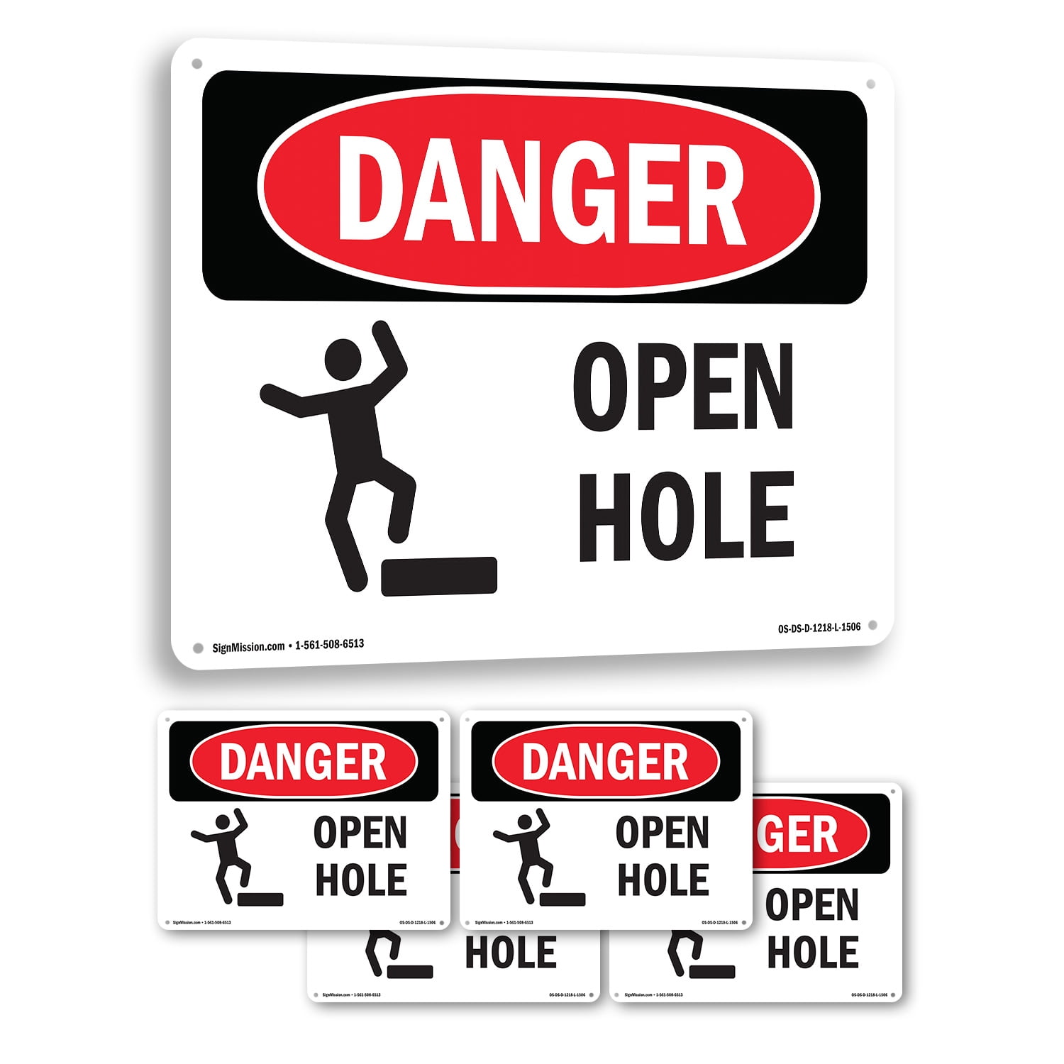 Open Hole OSHA Danger Aluminum Sign 10 Inch x 7 Inch - 5 Pack - Walmart.com