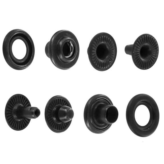Open Hole Snap Fasteners, Black Matte, Solid Brass (50 sets per bag)