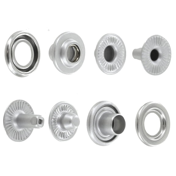 Open Hole Snap Fasteners, Nickel Matte, Solid Brass (50 sets per bag)