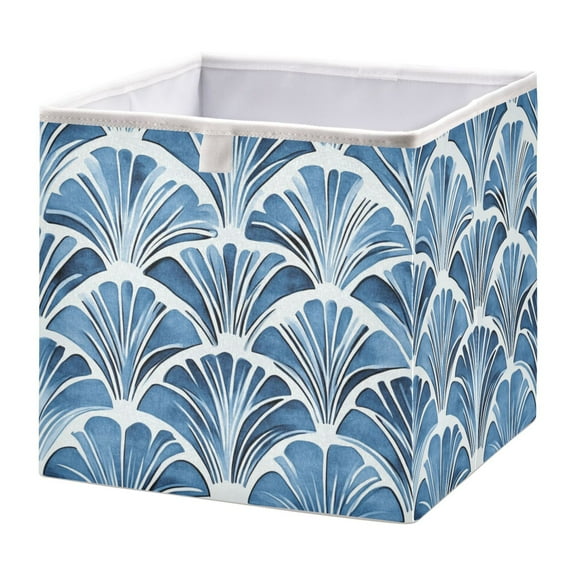 Open Home Storage Bins Durable Foldable Fabric Organizers for Clothes Toys Books 11.02x11.02x11.02 in Blue Deco-inspired Pattern