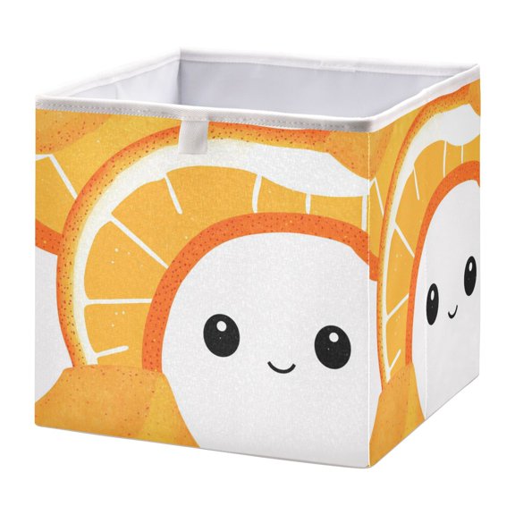 Open Home Storage Bins Durable Foldable Fabric Organizers for Clothes Toys Books 11.02x11.02x11.02 in Cute Orange