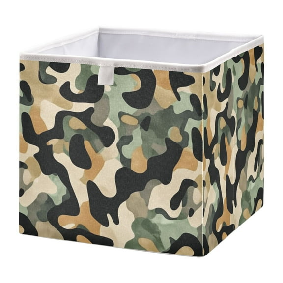 Open Home Storage Bins Durable Foldable Fabric Organizers for Clothes Toys Books 11.02x11.02x11.02 in Earthy Tones Camouflage Pattern
