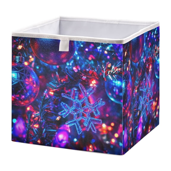 Open Home Storage Bins Durable Foldable Fabric Organizers for Clothes Toys Books 11.02x11.02x11.02 in Glittery Ornaments