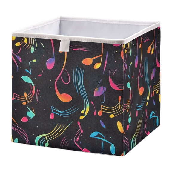 Open Home Storage Bins Durable Foldable Fabric Organizers for Clothes Toys Books 11.02x11.02x11.02 in Musical Notes and Waves Pattern