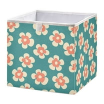 Open Home Storage Bins Durable Foldable Fabric Organizers for Clothes Toys Books 11.02x11.02x11.02 in Peach Color Flowers