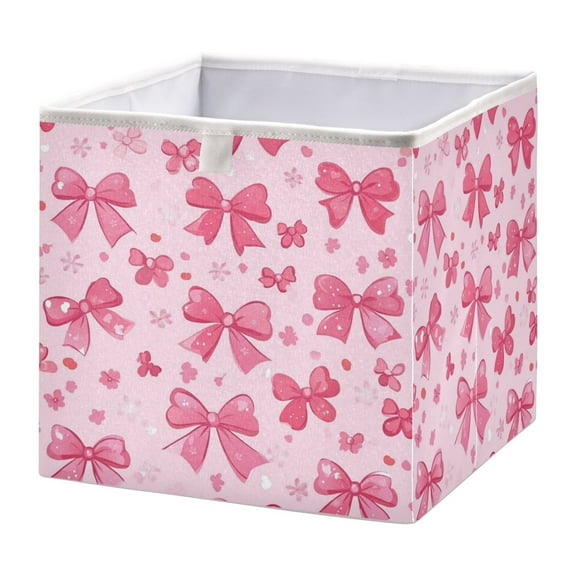 Open Home Storage Bins Durable Foldable Fabric Organizers for Clothes Toys Books 11.02x11.02x11.02 in Pink Cute Bows