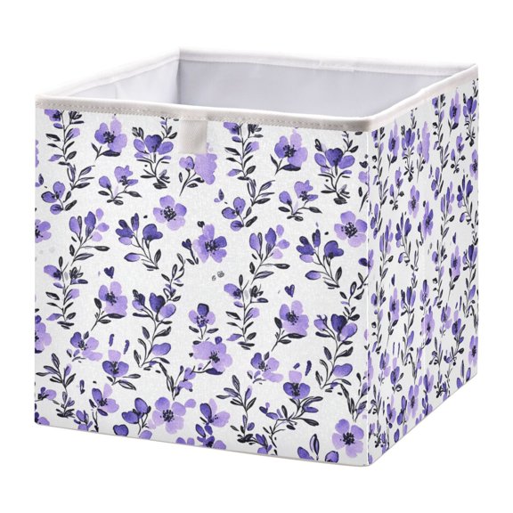 Open Home Storage Bins Durable Foldable Fabric Organizers for Clothes Toys Books 11.02x11.02x11.02 in Purple Flowers Pattern