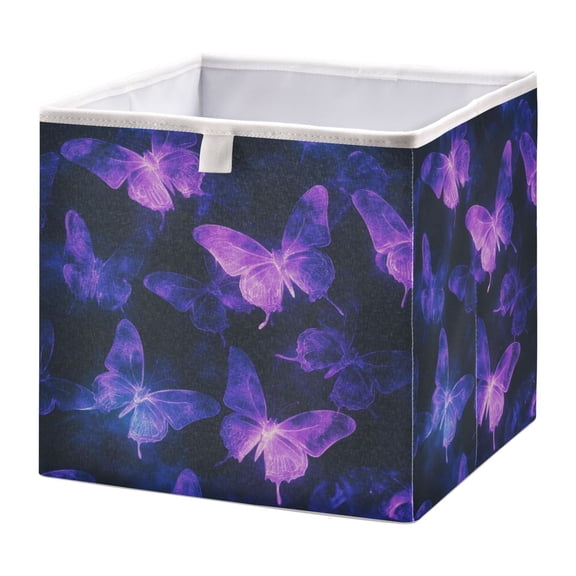 Open Home Storage Bins Durable Foldable Fabric Organizers for Clothes Toys Books 11.02x11.02x11.02 in Purple Glowing Butterflies