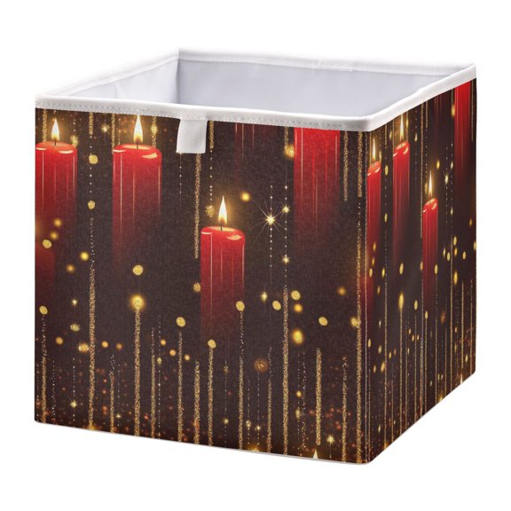 Open Home Storage Bins Durable Foldable Fabric Organizers for Clothes Toys Books 11.02x11.02x11.02 in Red Candles