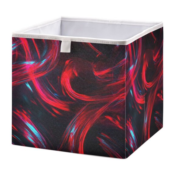 Open Home Storage Bins Durable Foldable Fabric Organizers for Clothes Toys Books 11.02x11.02x11.02 in Red and Black Neon Lights