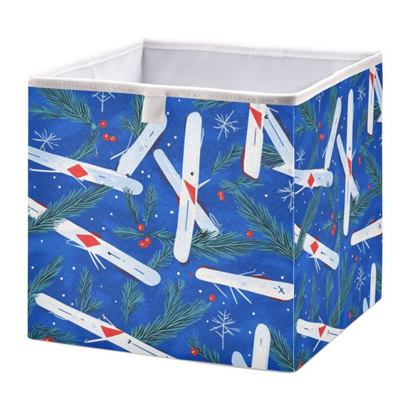 Open Home Storage Bins Durable Foldable Fabric Organizers for Clothes Toys Books 11.02x11.02x11.02 in Tiny Skis