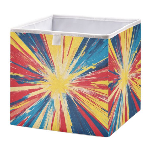 Open Home Storage Bins Durable Foldable Fabric Organizers for Clothes Toys Books 11.02x11.02x11.02 in Vibrant Yellow Rays