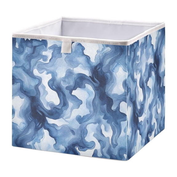 Open Home Storage Bins Durable Foldable Fabric Organizers for Clothes Toys Books 11.02x11.02x11.02 in Watercolor Indigo Waves