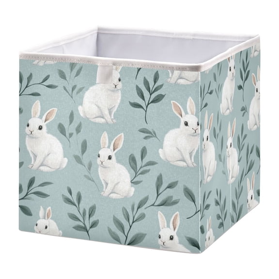 Open Home Storage Bins Durable Foldable Fabric Organizers for Clothes Toys Books 11.02x11.02x11.02 in White Rabbits Pattern