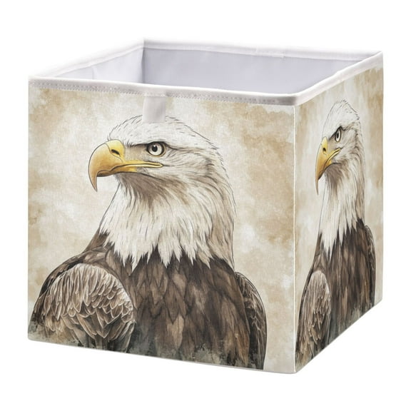 Open Home Storage Bins Durable Foldable Fabric Organizers for Clothes Toys Books 15.75x10.63x6.96 in Bald Eagle