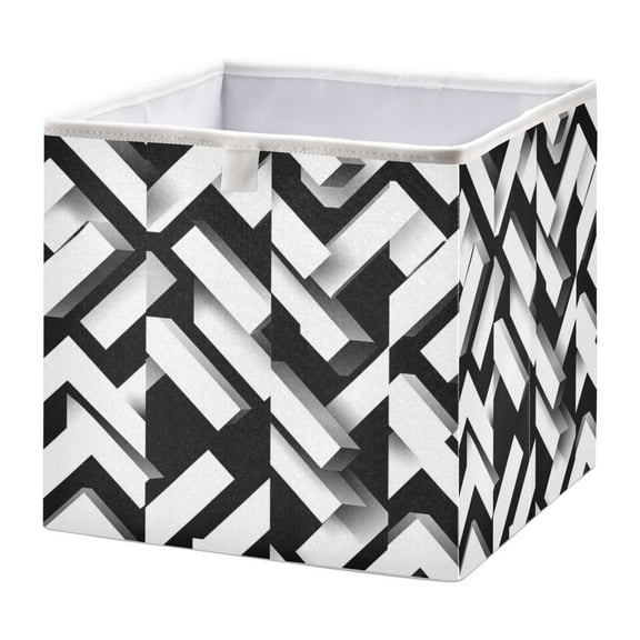 Open Home Storage Bins Durable Foldable Fabric Organizers for Clothes Toys Books 15.75x10.63x6.96 in Black and White Arrow
